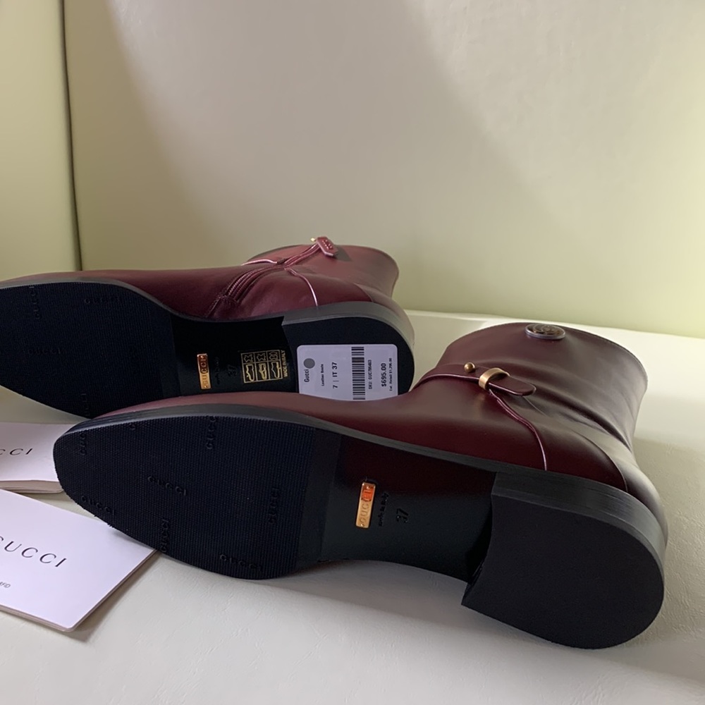 ๐ค Authentic NEW GUCCI Leather Boots Size 7 ๐ค - Picture 7 of 10